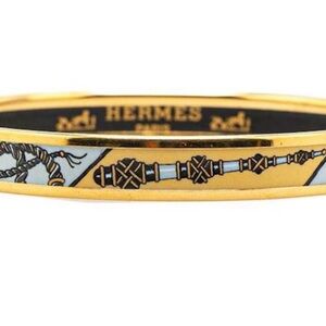 Hermes Gold and White Enamel Bangle Bracelet